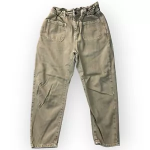 Zara Paperbag Denim Barrel Pants Women 38 Slouchy Baggy Wide Leg Cottage Farm - Picture 1 of 17