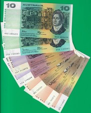 Australia lower denominations collection of 7 signature varieties in high grades