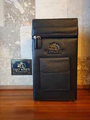 Pebble Leather Wine Tote [Double Bottle, Nero Color] with Corkscrew Included - Image 1 of 4