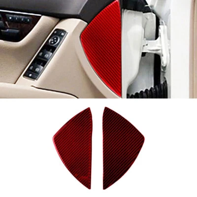 2 peças para Mercedes-Benz C-CLASS W204 2007-2013 acabamento de capa de fibra de carbono vermelha - Imagem 1 de 4