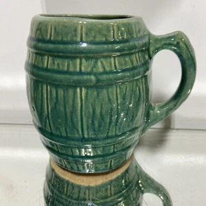 VTG. McCoy Pottery Shield 4 Mark Green Barrel Mug - Picture 1 of 13