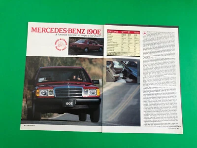 1984 MERCEDES BENZ 190E 190 E ORIGINAL PRINT AD 5 PAGE ROAD TEST PRINTED - Image 1 of 3