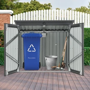 Garbage Bin Shed Stores 2 Trash Cans Metal Outdoor Bin Shed for Garbage Storage - Picture 1 of 9