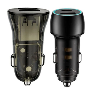 48W Car Charger Black or Brown Super Fast Charger Transparent Metal Car Charger - Photo 1 sur 14