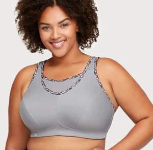 Glamorise Sport 38H USA No-Bounce Camisole Sport Bra 1066 Wire Free NWOT Gray - Picture 1 of 6