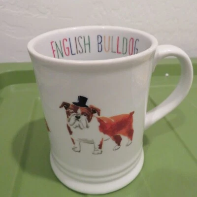 ENGLISH BULLDOG Coffee Mug Cup Fringe Multi Color Lettering NEW - Image 1 of 4