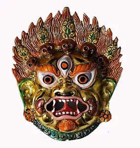 Wall Hanging Metal Mahakal Face Mask Nazar Battu Evil Eye Protector for Home - Picture 1 of 5