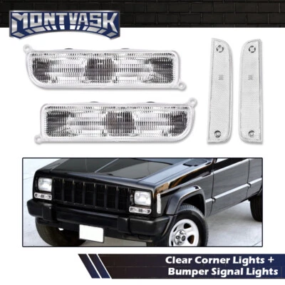 适合 97-01 吉普切诺基 XJ 透明/铬保险杠信号灯 + 转角灯 — 第 1/4 张图片