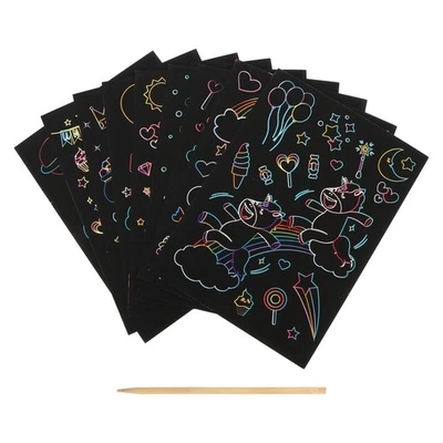 1 Set of Kids Scratch Painting Cards Scratching Painting Paper DIY Graffiti Tool - image 1 of 4