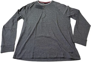Perry Ellis Men's Micro Stripe Long Sleeve Henley Tee Shirt in Charcoal Hthr-Sm - Picture 1 of 5