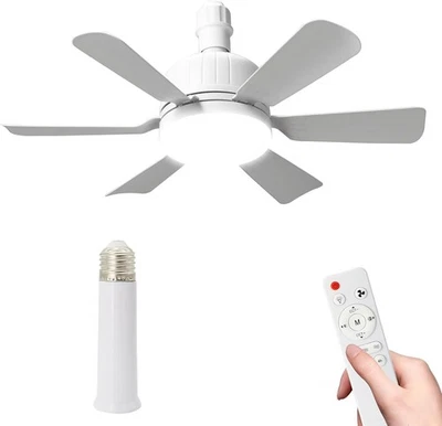 46cm Ceiling Fan Light, E27 Bulb, 3-Speed, Remote, Dimmable LED - Image 1 of 4