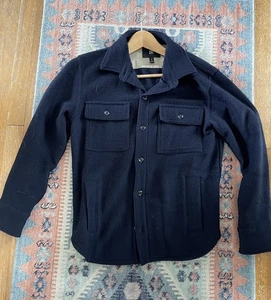 Banana Republic Chore Coat Wool Cotton Blend Work Over Shirt Dark Navy Small - Picture 1 of 5