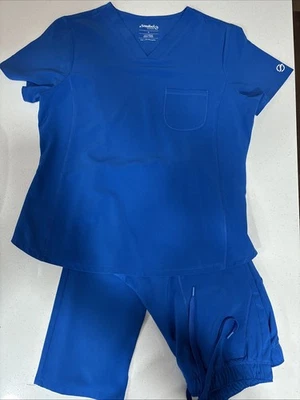 Sanibel Scrub Set Large Top ~ Medium Pants Blue Used - Image 1 of 4