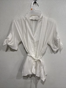ZARA  White Tie Front Knot Sleeve Blouse  Women Size XS  - Picture 1 of 6