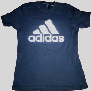 Adidas Black Tee T shirt Large Logo Print Size Medium - Picture 1 of 6