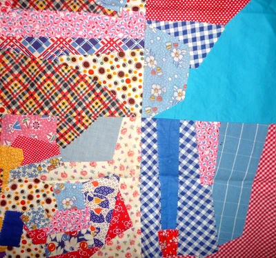 Vintage CRAZY Quilt Top Piece  c. 1930-40's   24 x 35 inches - Image 1 of 4