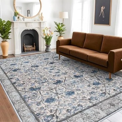 8x10 Area Rug Floral - Washable Rugs for Living Room Vintage Area Rugs Large  - Image 1 of 4