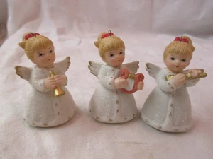 Vintage Homco 3 Porzellan Ornamente Engel spielen Musikinstrumente - Bild 1 von 5