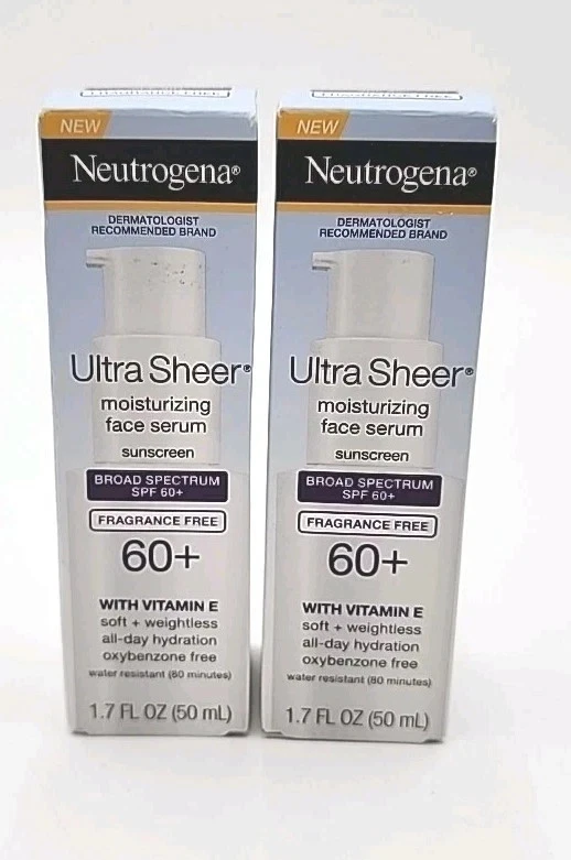 (3) Neutrogena Ultra Sheer SPF 60 Moisturizing Face Serum Lotion 1.7 fl oz 01/27