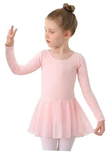 Toddler Girls Long Sleeve Ballet Leotards 2-4T T31-ballet Pink(long Sleeve) - Picture 1 of 7