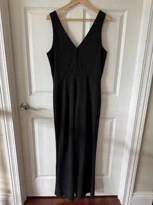 Mono negro de pierna recta talla grande para mujer sin mangas Foto 1 de 3