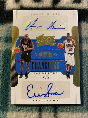 4/5 AARON MCKIE + ERIC SNOW DUAL AUTO DOMINION GOLD /5 PHILLY 76ERS TEMPLE OWLS - Image 1 of 4