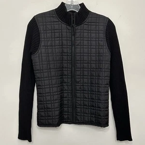 For Cynthia Quilted Sweater jacket Womens PS Petite Black Full zip - Picture 1 of 11