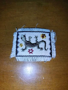 Vintage Iron On Embroidered Patch Lizard Or Salamander Stars Desert Western 2.5" - Picture 1 of 5