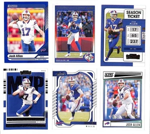 Lote de 6 tarjetas Josh Allen 2024 prueba de prensa azul Donruss, puntuación, contendientes NFL Bills - Imagen 1 de 1