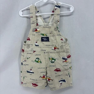 Baby B’gosh by OshKosh hellbrauner Overall mit Reisedruck 12M Autos Boote Flugzeuge - Bild 1 von 5