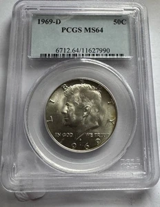 1969-D Kennedy half dollar PCGS MS64 40% Silver !!!NICE!!!! - Picture 1 of 4