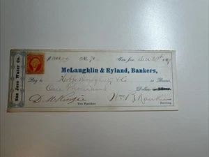 R15c - McLaughlin & Ryland Bankers - Bank Check - San Jose - CA - 1869 - Picture 1 of 1