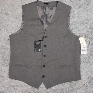 J. Ferrar Vest Mens L Gray Slim Stretch Suit Preppy Career Faux Pockets New - Picture 1 of 12