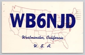 Amateur Ham Radio QSL QSO Card 1965 WB6NJD Westminster CA Jim Rizzi - Picture 1 of 3