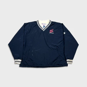 Chaqueta Champion Vintage Para Hombre XL Azul Cuello en V Pullover Bombardero Años 90 Rompevientos - Imagen 1 de 11