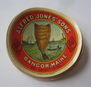 Großhandelsposten von 50 alten ca. 1910er Alfred Jones FINNAN HADDIE - ETIKETTEN - Bangor ME - Bild 1 von 1