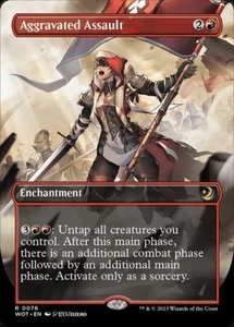 MTG - (Borderless) AGGRAVATED ASSAULT - WOE Enchanting Tales (R) - Foto 1 di 1
