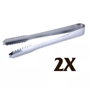 2X Stainless Steel BBQ Buffet Bread Ice Cooking Food Clip Tongs Clamp Kitchen - Picture 1 of 6