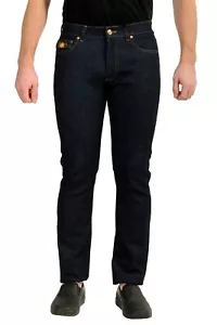 Versace Men's Dark Blue Wash Gold Medusa Logo Straight Leg Jeans US 31 IT 47 - Picture 1 of 5