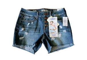 Rewash High Rise Vintage Reunion Denim Shorts Button Fly Size 3/26 Tag-Actual 28 - Picture 1 of 8