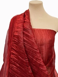 CRUSHED  ORGANZA RED  FABRIC SHEER 45"  BTY  FORMAL, DECOR, HOLIDAY - Picture 1 of 5