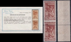 1950 ITALIA AL LAVORO NR.651ma COPPIA CON RARA VARIETA MNH**RR SPL CERT.CARRARO - Picture 1 of 1