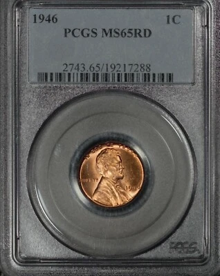 1946 Lincoln Wheat Cent,  MS65 Red PCGS - Image 1 of 2