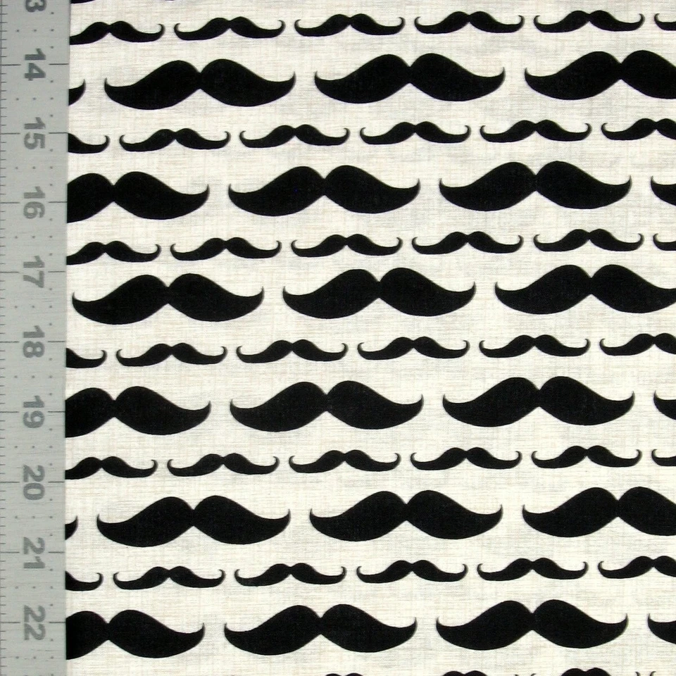 Mustache Fabric - Stripe on Beige - David Textiles YARD - Image 1 of 1