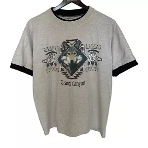 T-shirt vintage ALORE Grand Canyon lupo grande anni 90 spessa qualità made in USA EUC - Foto 1 di 12