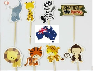 12 x Cute Jungle Animals CUPCAKE CAKE TOPPERS Party Jelly Cup *Superb Quality* - Bild 1 von 3