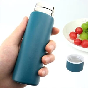 Cute Small Water Bottle, 4.4 Fl. Oz, Blue Powder Coated, Mini Slim Flask for Kid - Picture 1 of 3