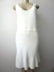 WENDY WILLIAMS CREAM FEATHER FIT & FLARE SLEEVELESS STRETCHY DRESS SIZE M - NWT - Picture 1 of 5