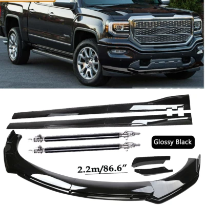 Front Bumper Spoiler Body Kit /Side Skirt/StrutFor 01-23 GMC Sierra 1500 Glossy Foto 1 de 4