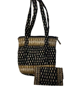 Vera Bradley Petite Villager Zebras Schultertasche passende Geldbörse Set Tier - Bild 1 von 19